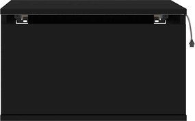 vidaXL Κομοδίνο Επιτοίχιο με Φώτα LED Μαύρο
