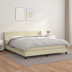 VidaXL Κρεβάτι Boxspring με Στρώμα Κρεμ 160x200εκ. από Συνθετικό Δέρμα