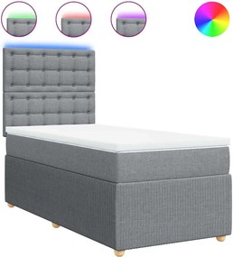 vidaXL Κρεβάτι Boxspring με Στρώμα Ανοιχτό Γκρι 100x200 εκ. Υφασμάτινο