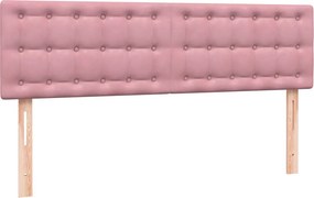 vidaXL Κρεβάτι Boxspring με Στρώμα &amp; LED ροζ 160x220 cm Βελούδινο
