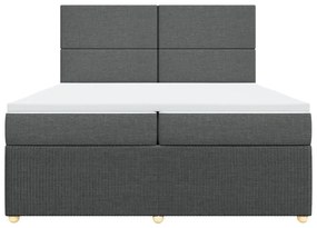 vidaXL Κρεβάτι Boxspring με Στρώμα Σκούρο Γκρι 200x200 εκ. Υφασμάτινο