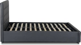 Κρεβάτι Iro Megapap από τεχνόδερμα με αποθηκευτικό χώρο χρώμα μαύρο 160x200εκ.