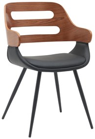 Καρέκλα Επισκέπτη ArteLibre HARMADA Μαύρο/Καφέ Ξύλο/PU/Μέταλλο 52x57.5x77cm-15330009