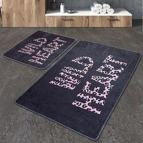 Πατάκια Μπάνιου Wild Heart Djt 359CHL2551 (Σετ 2τμχ) Black-Pink L'essentiel Maison 60x100cm Πολυέστερ