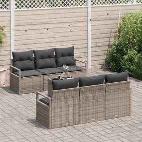 vidaXL Σετ Καναπέ με μαξιλάρι 7 pcs Γκρι συνθετικό ρατάν