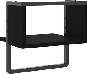 vidaXL Ράφι Τοίχου με Μπάρα Μαύρο 30 x 25 x 30 εκ.