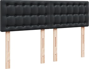 vidaXL Κρεβάτι Boxspring με Στρώμα Μαύρο 160x200εκ.από Συνθετικό Δέρμα