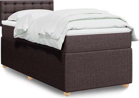 vidaXL Κρεβάτι Boxspring με Στρώμα Σκούρο Καφέ 100x200 εκ. Υφασμάτινο