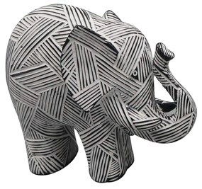Διακοσμητικός Επιτραπέζιος Ελέφαντας Polyresin Λευκός-Μαύρος ESPIEL 25x10x21,4εκ. FIG222