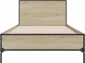 vidaXL Πλαίσιο Κρεβατιού Sonoma Δρυς 75 x 190 εκ. Επεξ. Ξύλο &amp; Μέταλλο