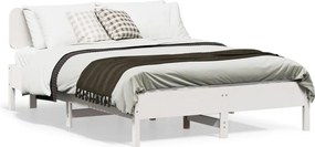 vidaXL Σκελετός Κρεβ. Χωρίς Στρώμα Λευκό 135x190 εκ Μασίφ Πεύκο