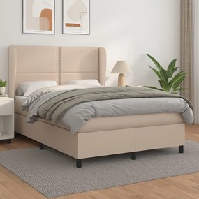 Κρεβάτι Boxspring με Στρώμα Καπουτσίνο 140x190εκ.από Συνθ.Δέρμα - Καφέ