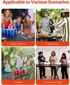 VEVOR 2.4 m Folding Beer Pong Tailgate Table Party Drinking Game Carrying Handle