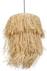 WEG 203-0036 Boho Κρεμαστό Φωτιστικό Καπέλο Μονόφωτο 1 x E27 IP20 Μπέζ Raffia-M45 x Π45 x Υ53cm Globostar 203-0036 Μπεζ