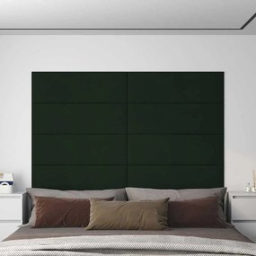 vidaXL Πάνελ Τοίχου 12 τεμ. Σκούρο πράσινο90 x 30 εκ. 3,24 μ² Βελούδο