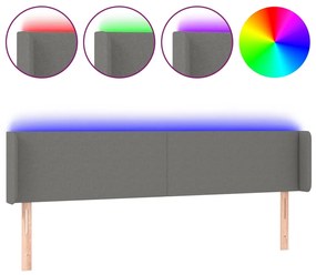 vidaXL Κεφαλάρι Κρεβατιού LED Σκούρο Γκρι 203x16x78/88 εκ. Υφασμάτινο