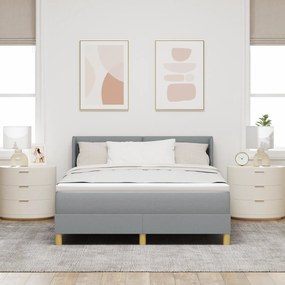 vidaXL Κρεβάτι Box Spring με Στρώμα - Ανοιχτό Γκρι, 160x200 cm Ύφασμα