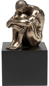 Επιτραπέζιο Διακοσμητικό Γυμνός Σκεπτικός Άντρας Χρυσό Συνθετικό Υλικό 11x11x9,5 εκ. - Μαύρο