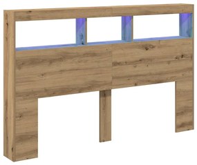 vidaXL Κεφαλάρι με Αποθηκευτικό Χώρο &amp; LED Artisan Δρυς 160x17x102 εκ.