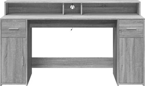 vidaXL Γραφείο με LED Γκρι Sonoma 160x55x91 εκ. Επεξεργ. Ξύλο