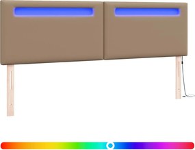 vidaXL LED κεφαλάρι Καπουτσίνο 180 cm Τεχνητό Δέρμα