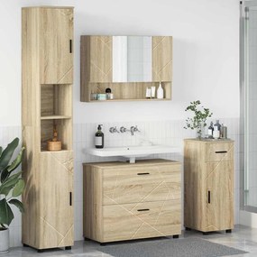 vidaXL Σετ Επίπλων Μπάνιου με ράφι 4 pcs Sonoma Δρυς 30 x 35 x 192 εκ.