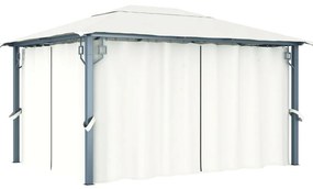 vidaXL Κιόσκι με Κουρτίνα Κρεμ 400 x 300 εκ. Αλουμινίου