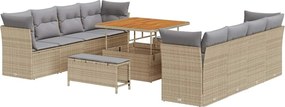 vidaXL Σετ Καναπέ Κήπου 11 pcs Μπεζ συνθετικό ρατάν