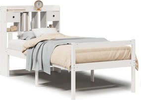 vidaXL Κρεβάτι Βιβλιοθήκη Χωρίς Στρώμα Λευκό 75x190 εκ Μασίφ Πεύκο