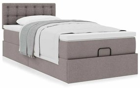 vidaXL Οθωμανικό κρεβάτι με στρώμα Taupe 90x190cm ύφασμα