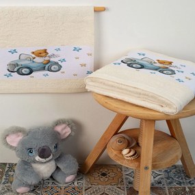 Πετσέτες Βρεφικές Cute Driver 60 (Σετ 2τμχ) Ecru DimCol Towels Set 70x140cm 100% Βαμβάκι