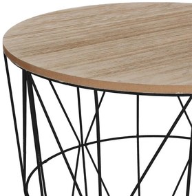 Τραπεζάκι βοηθητικό σαλονιού Kumi mdf oak - μαύρο μέταλλο Φ40x41 εκ. 40x40x41 εκ.