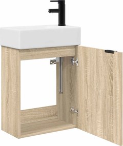vidaXL Μονάδα μπάνιου με βρύση Sonoma Δρυς 45,5 x 22,5 x 84 εκ