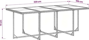 vidaXL Σετ Τραπεζαρίας Κήπου 9 τεμ. Γκρι Συνθ. Ρατάν με Μαξιλάρια