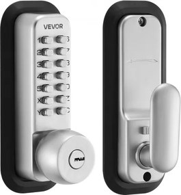 VEVOR Mechanical Keyless Entry Door Lock, 2.0 Code Upgrade, 4-7 Digits Code, Single-Sided Push Button Combination Mechanical Keypad Door Knob, Auto Locking, for Garden Gates, Indoor or Outdoor, Silver