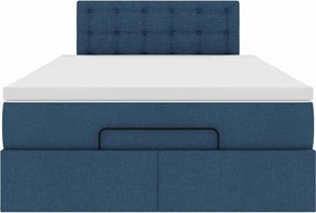 vidaXL Οθωμανικό κρεβάτι με στρώμα μπλε 120x200cm ύφασμα