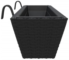 vidaXL Ζαρντινιέρες με Άγκριστρα 2 τεμ. Μαύρα από Συνθετικό Ρατάν