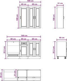 vidaXL Μονάδα κουζίνας PORTO 5 pcs Γκρι Σκυροδέματος