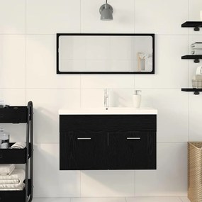 vidaXL Ντουλάπι Μπάνιου με συρτάρι Μαύρη Οξυά 80 x 38,5 x 46 cm