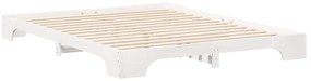 vidaXL Κρεβάτι δαπέδου με αποθήκευση Λευκό 160 x 210 cm ξύλο