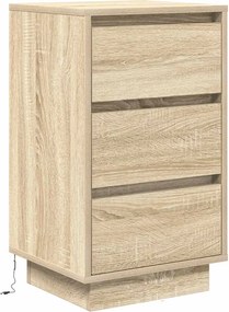vidaXL Κομοδίνο με φώτα LED Sonoma Oak 38x34x65 cm