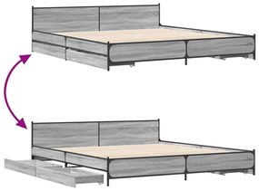 vidaXL Πλαίσιο Κρεβατιού με συρτάρια Γκρι sonoma 200x200εκ. Επεξ. Ξύλο