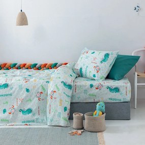 Σεντόνια Βρεφικά MK766 Με Λάστιχα (Σετ 3τμχ) Turgoise Palamaiki Cradle 70x155cm 100% Βαμβάκι