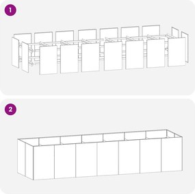 VidaXL Γλάστρα Κήπου Ασημί 280 x 80 x 60 εκ Γαλβανισμένος Χάλυβας