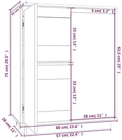 ΝΤΟΥΛΑΠΙ ΛΕΥΚΟ 60 X 34 X 75 ΕΚ. ΑΠΟ ΜΑΣΙΦ ΞΥΛΟ ΠΕΥΚΟΥ 813346