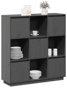 vidaXL Ντουλάπι Ψηλό Γκρι 110,5 x 35 x 117 εκ. από Μασίφ Ξύλο Πεύκου