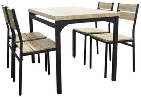 Τραπέζι Σετ (4+1) SERISSA Μαύρο/Μπεζ 110x70x77cm