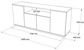 Μπουφές Placefol pakoworld μελαμίνης λευκό-φυσικό 180x44.5x75εκ