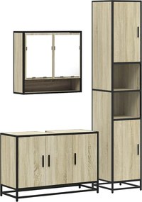 vidaXL Σετ Επίπλων Μπάνιου 3 Τεμαχίων Sonoma Δρυς Επεξεργασμένο Ξύλο