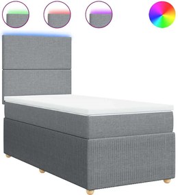 vidaXL Κρεβάτι Boxspring με Στρώμα Ανοιχτό Γκρι 100x200 εκ. Υφασμάτινο